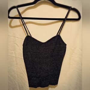 NWT H&M Womens Sweater Knit Top - Black Metallic